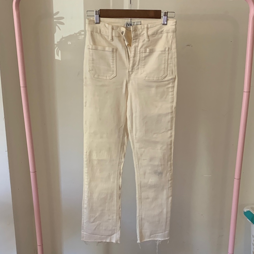 Zara Cream Straight Leg Jeans